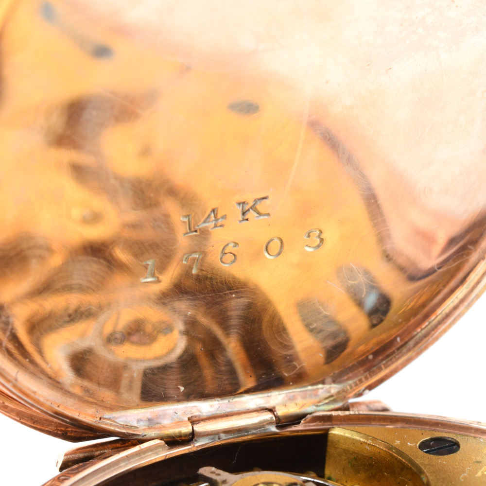 Antique Circa 1888 14K Yellow Gold Hampden Pocket Watch