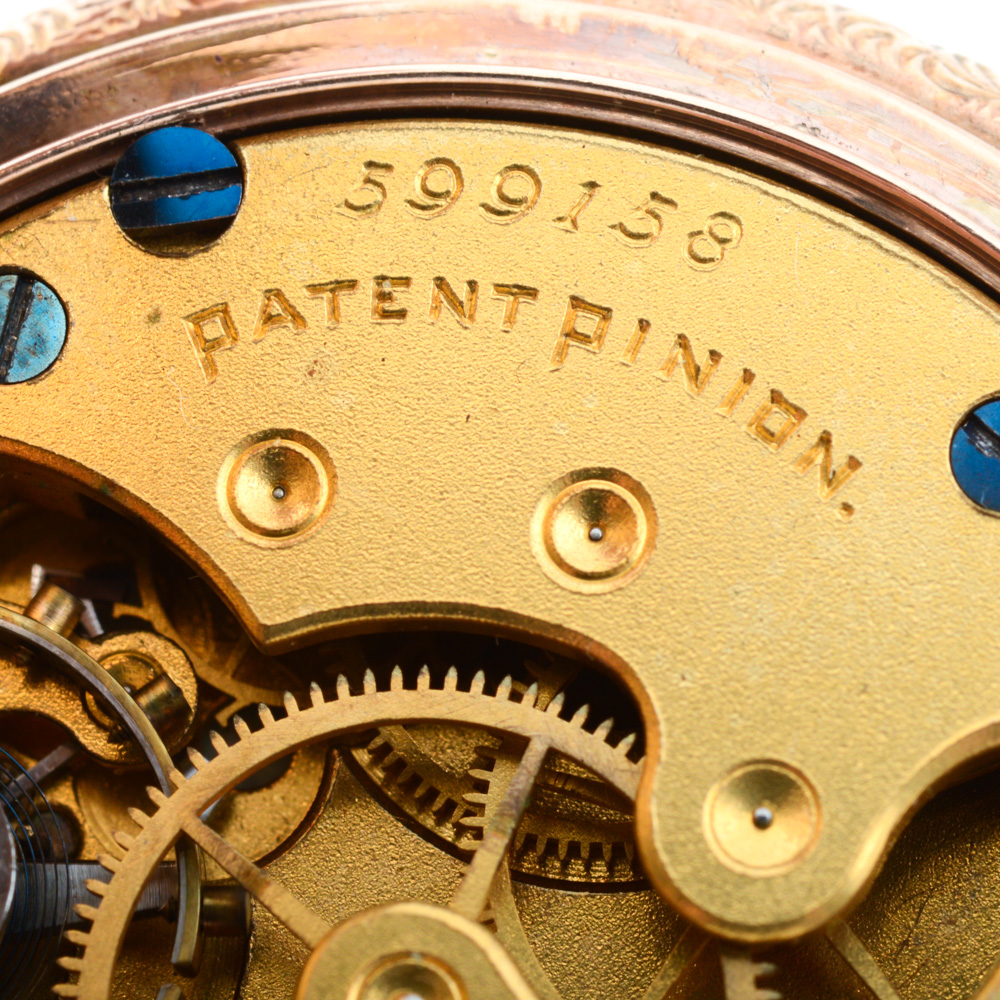 Antique Circa 1888 14K Yellow Gold Hampden Pocket Watch