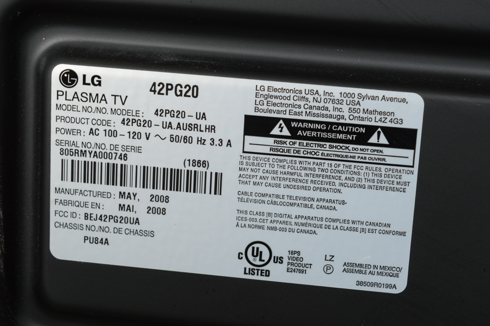 LG 42" Plasma Television