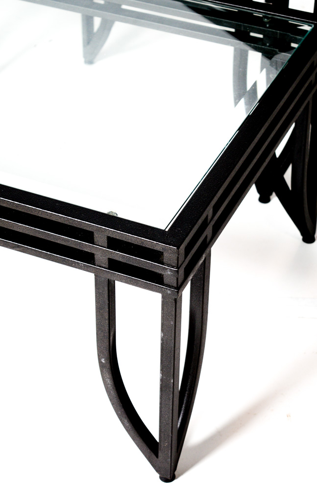 Black Metal Coffee Table and End Tables Grouping