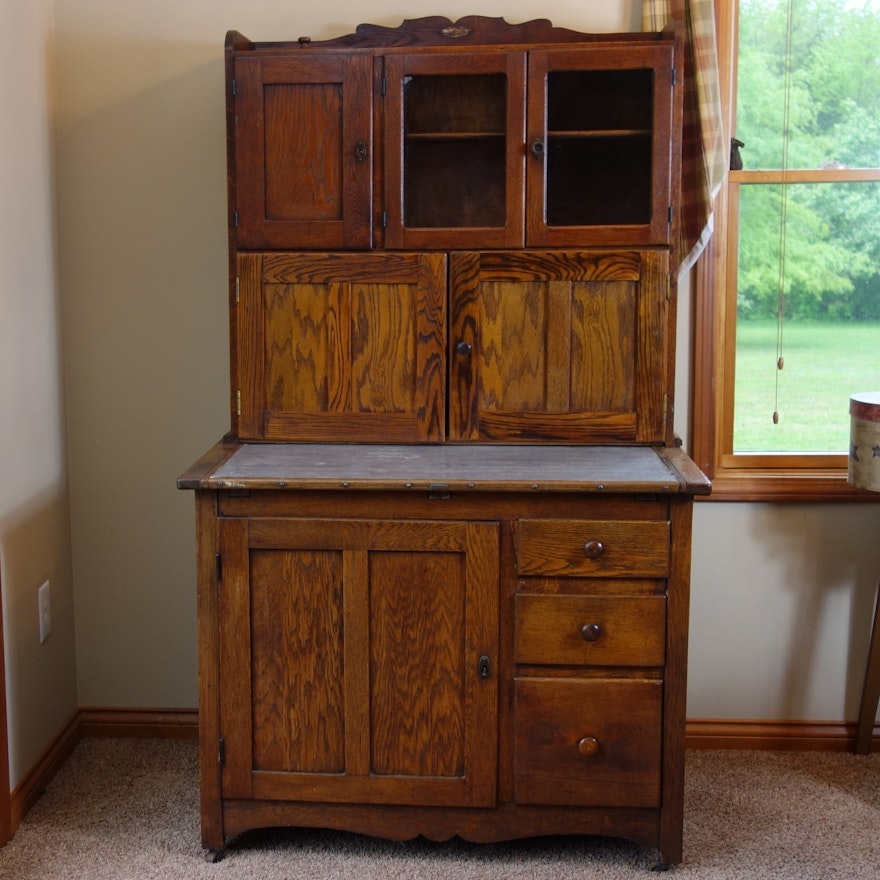 Antique Oak Hoosier Cabinet by "The Hoosier Mfg. Co"