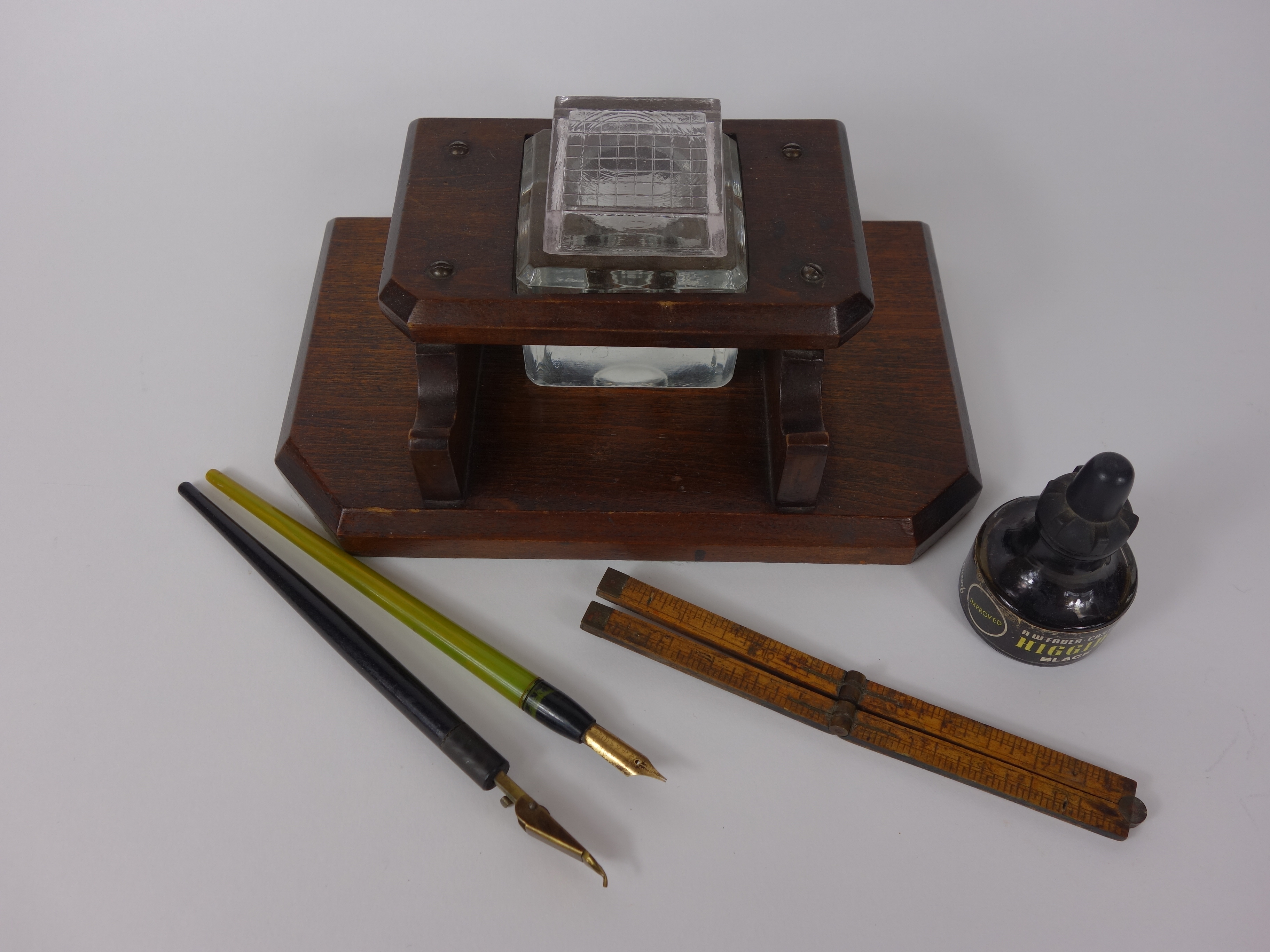 Vintage Inkwell, Pens and Ink