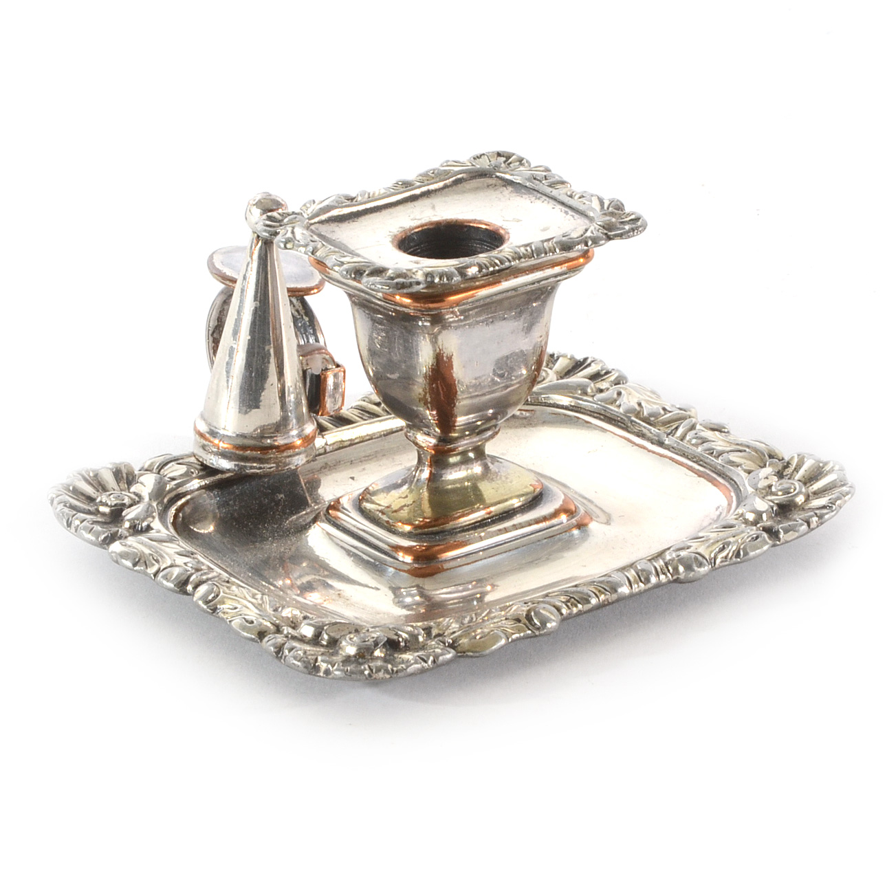 Silver Plate Chamberstick and Snuffer