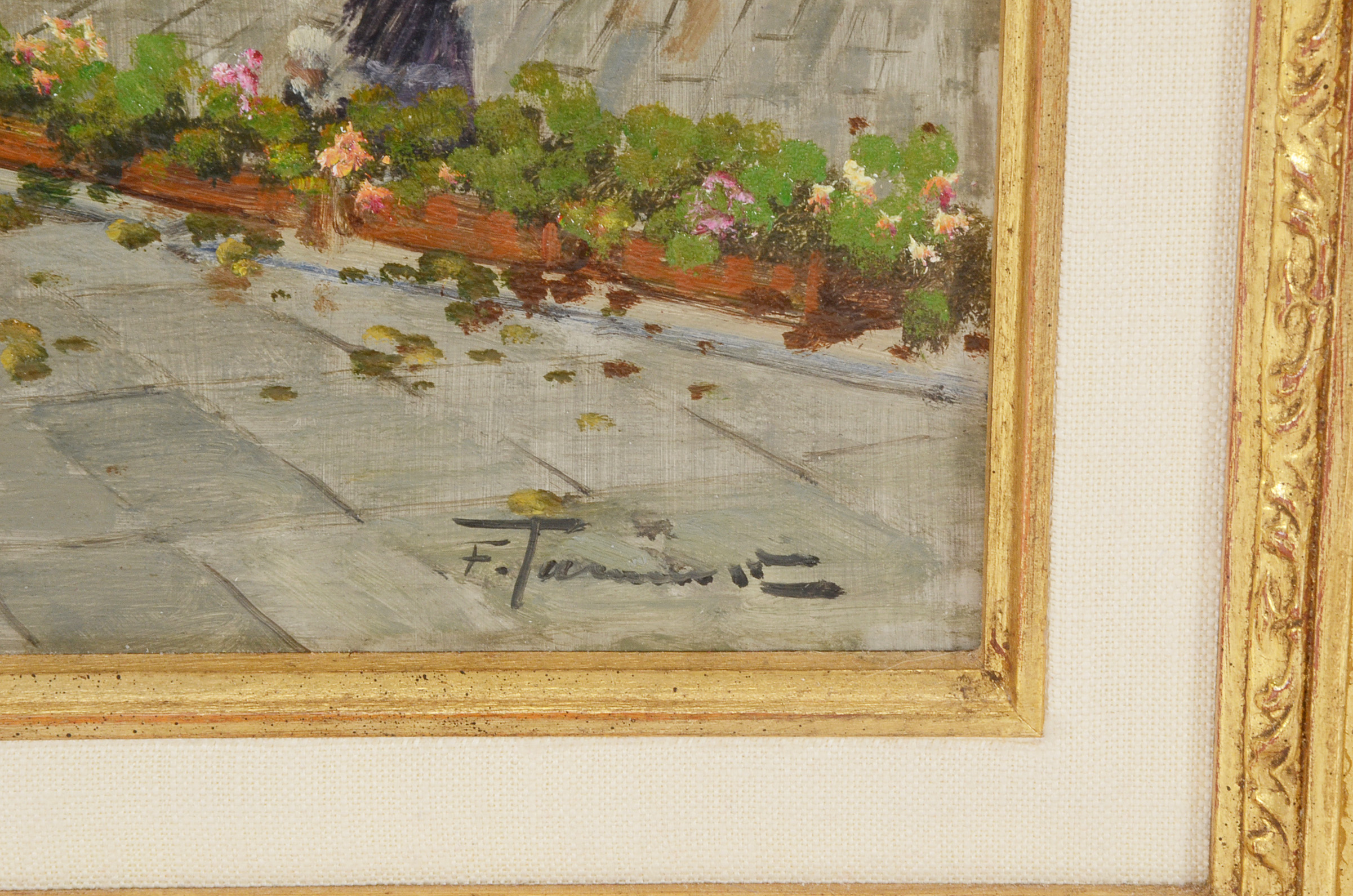 Francisco Tammaro Original Oil on Panel "Outdoor Cafe"