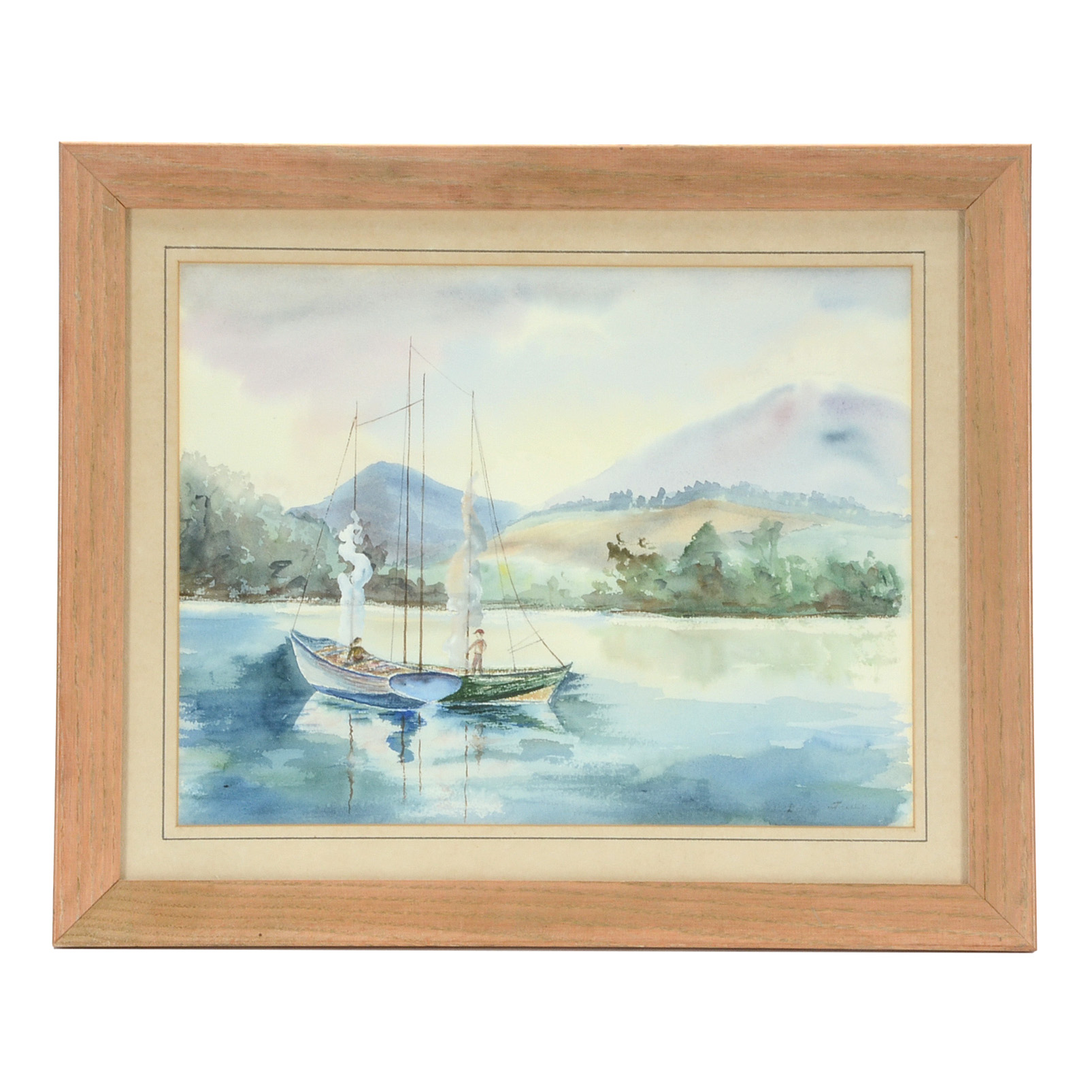 Original Watercolor Painting of a Lake Scene