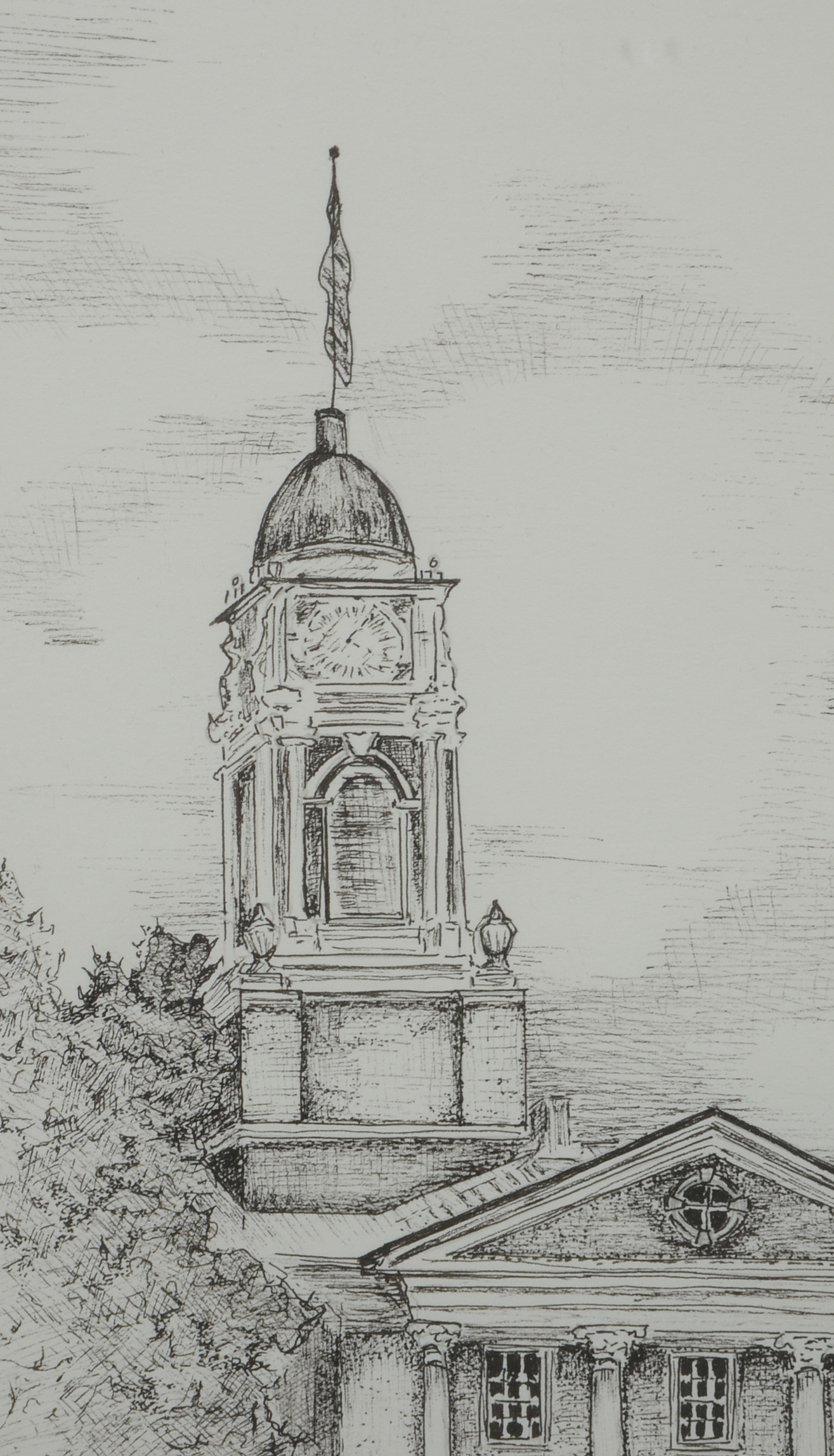 Sylvia Thompson Outland Original Ink Drawing "Town Hall, Lebanon, Ohio"