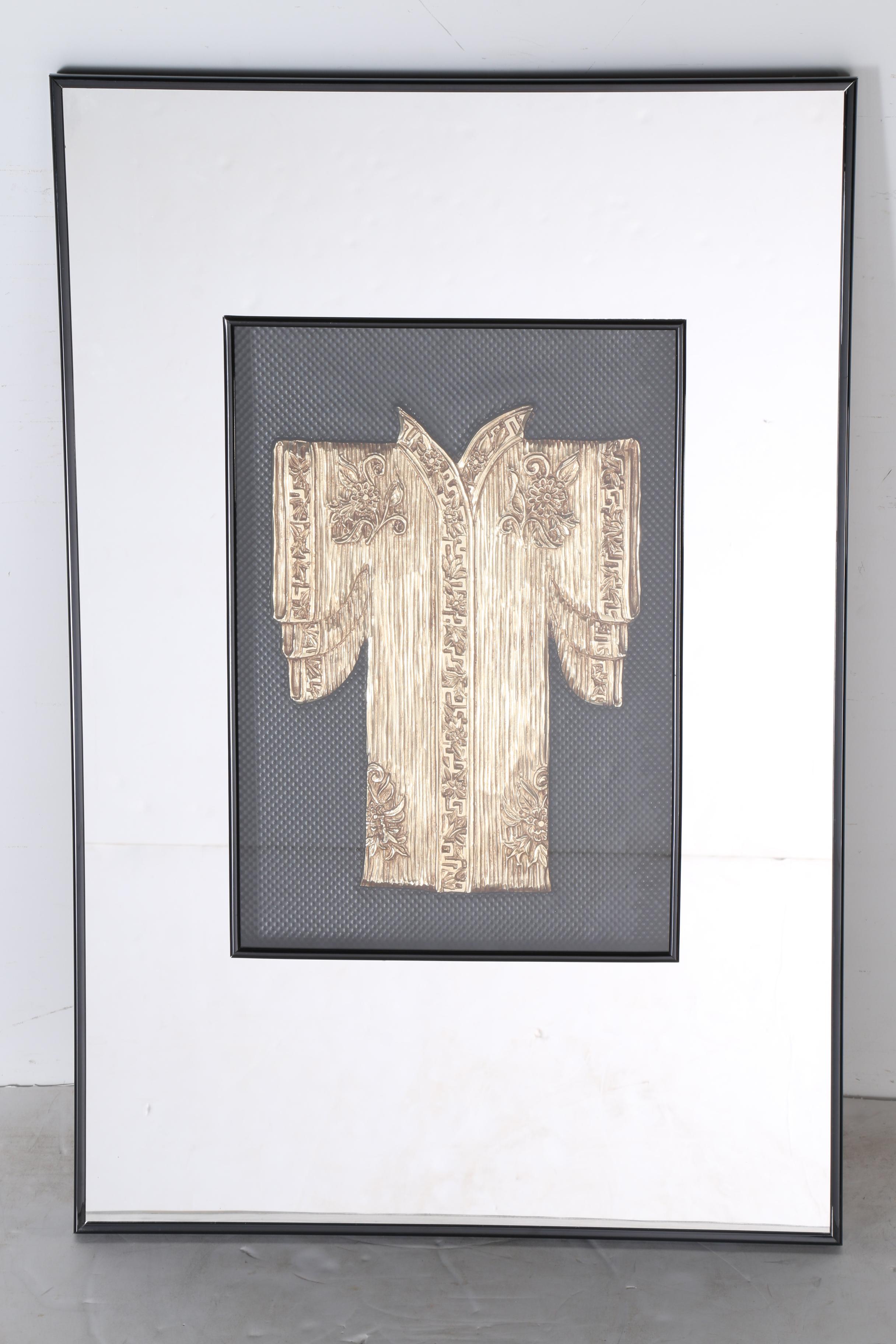 Chinese Inspired Carved Wooden Scenes in Mirrored Frames