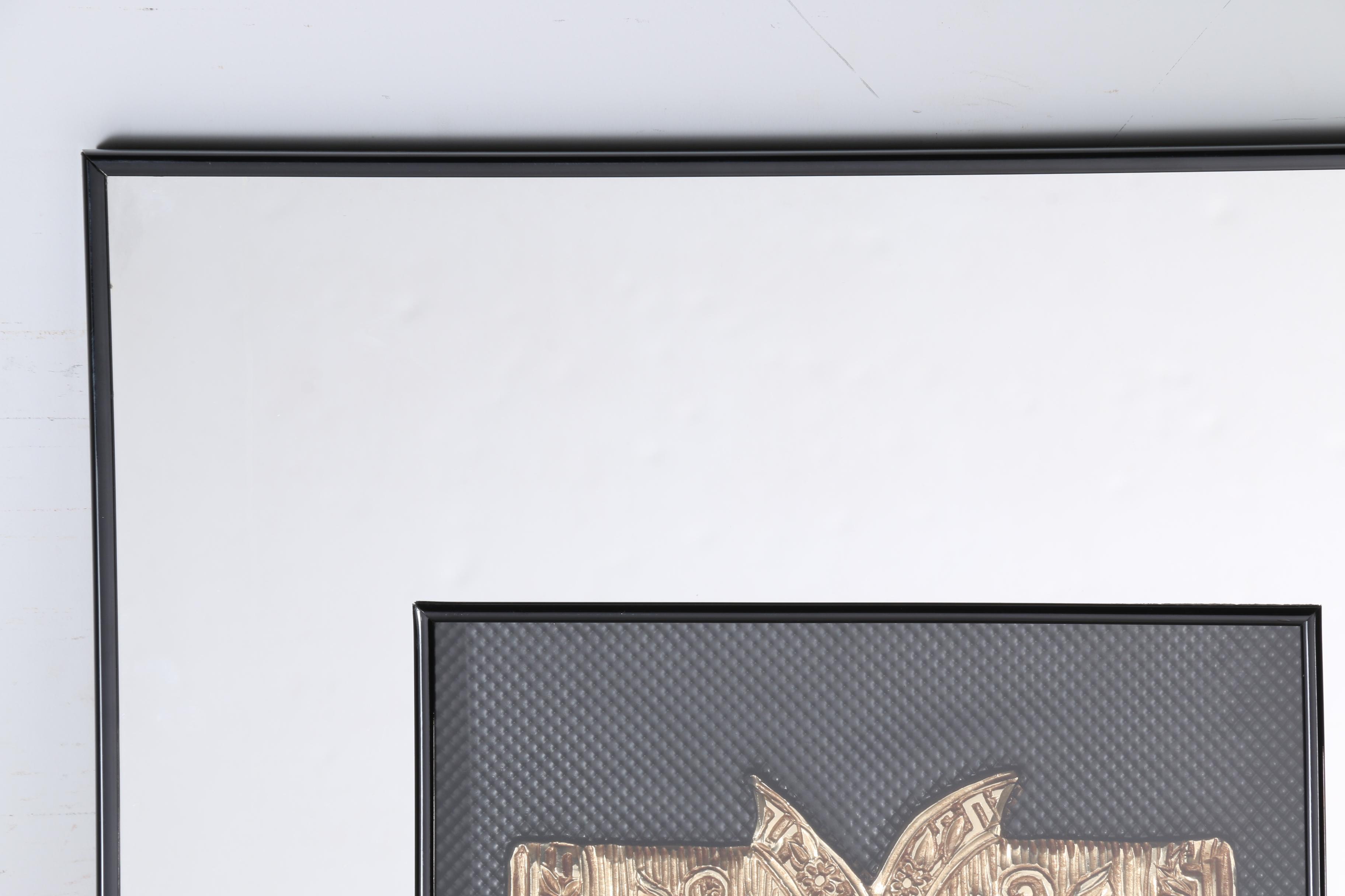 Chinese Inspired Carved Wooden Scenes in Mirrored Frames