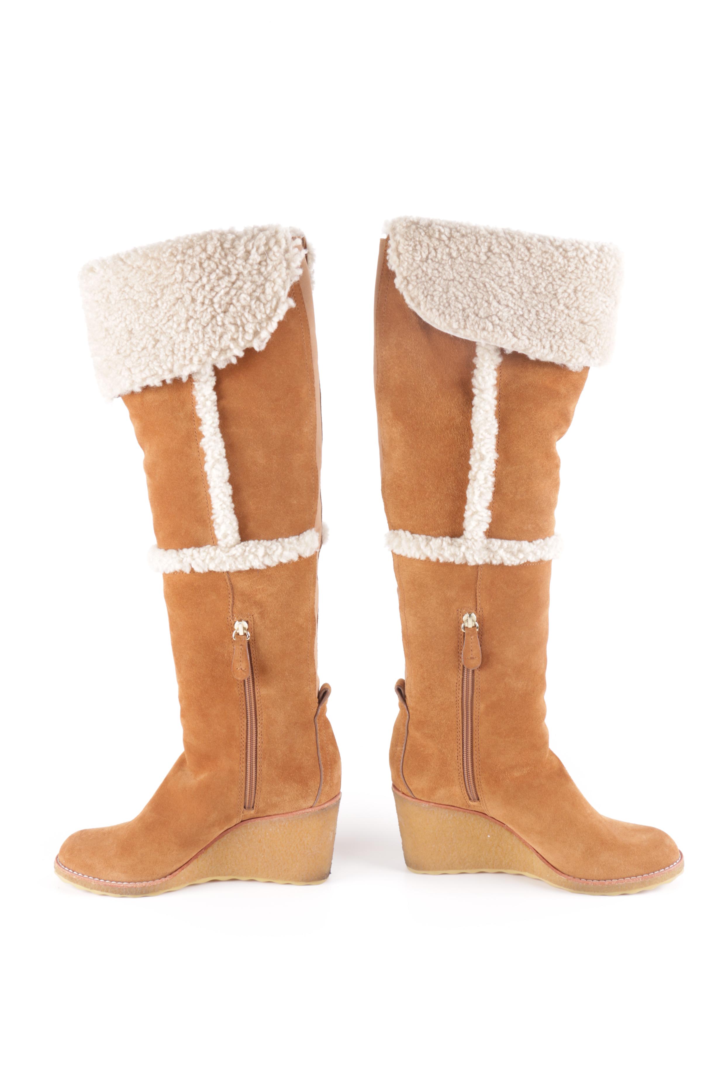 Tory Burch Shearling Trimmed Boots