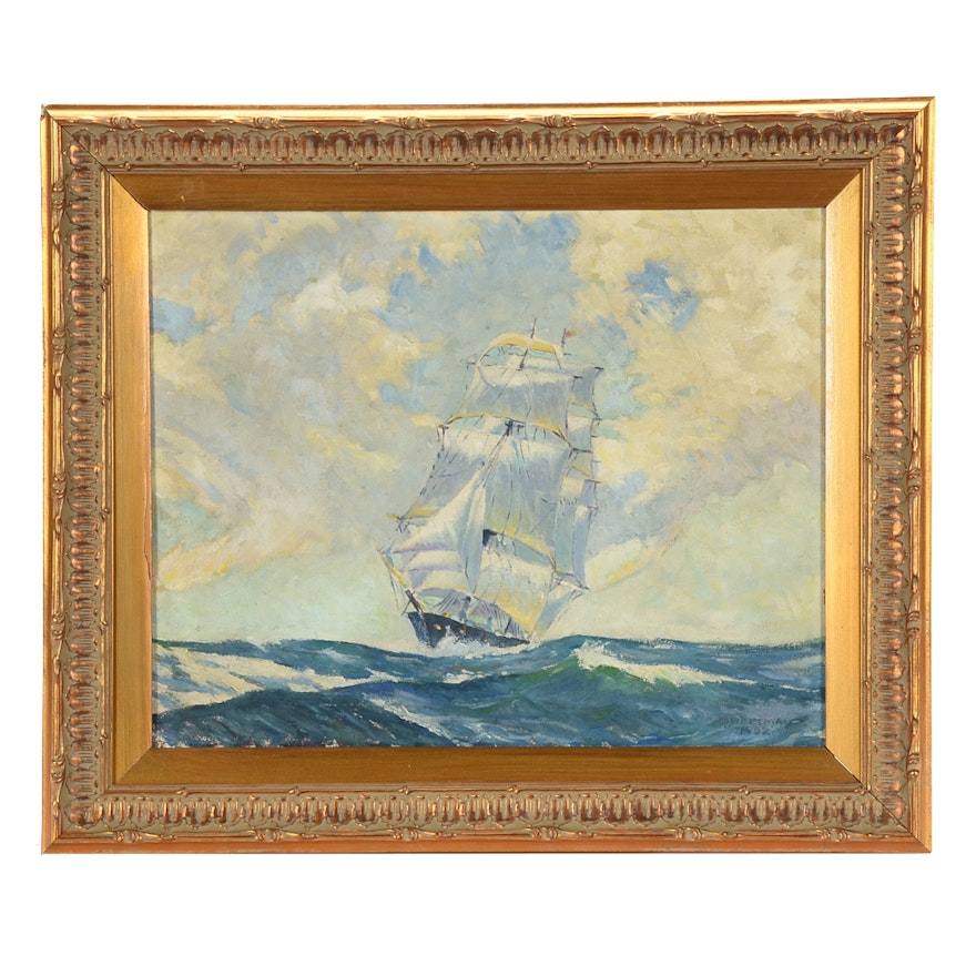 Sweetman Original 1932 Oil on Composite Board of Nautical Scene