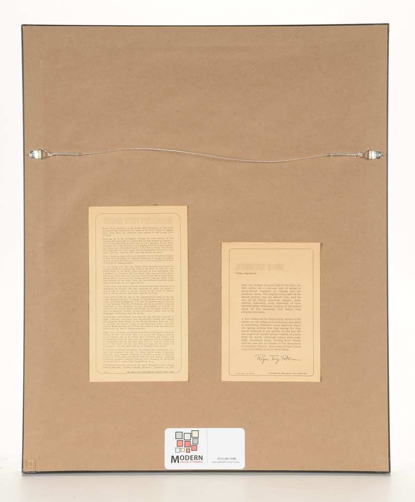 Roger Tory Peterson 1978 Signed Limited Edition Offset Lithograph "American Robin"