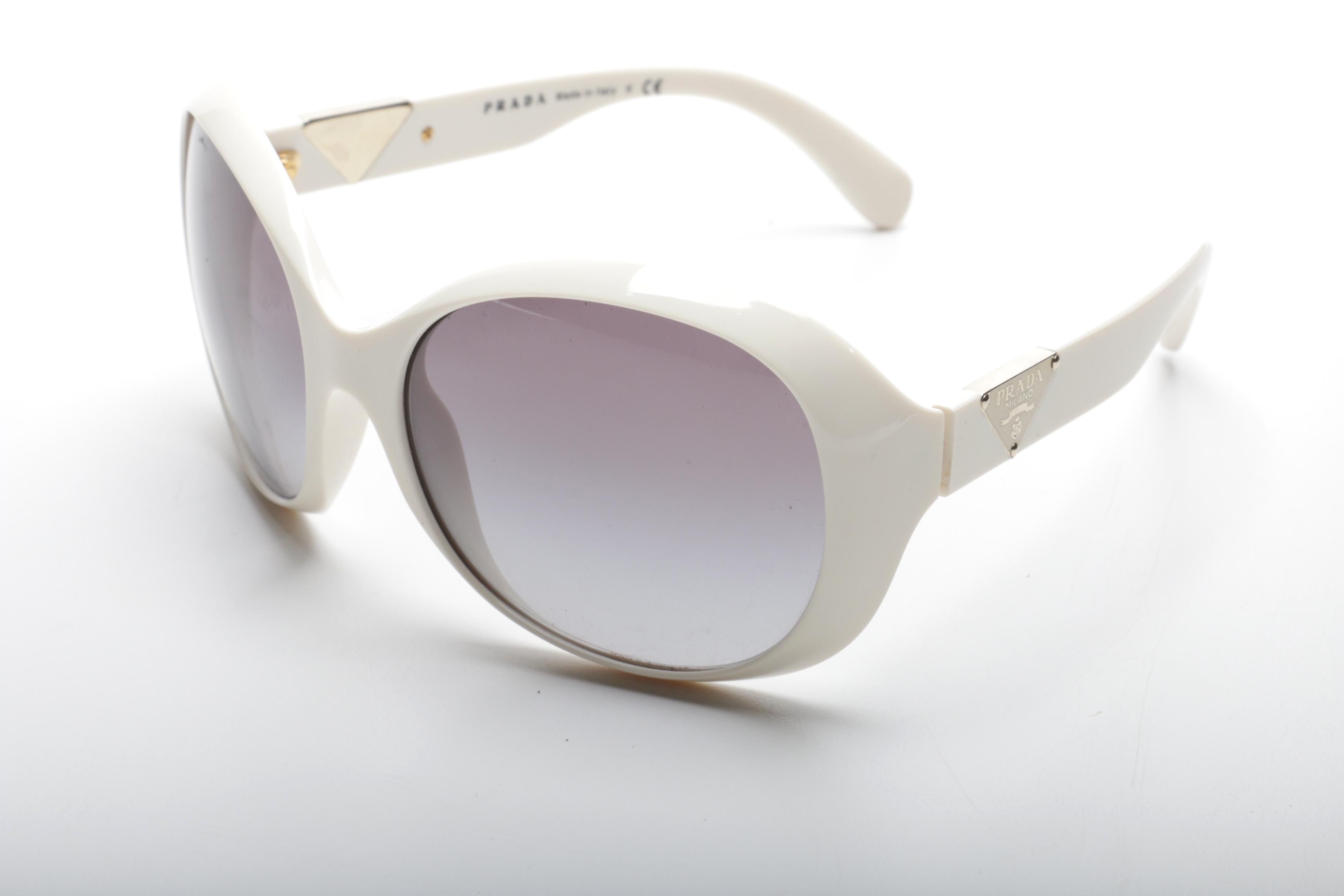 Prada White Sunglasses and Case