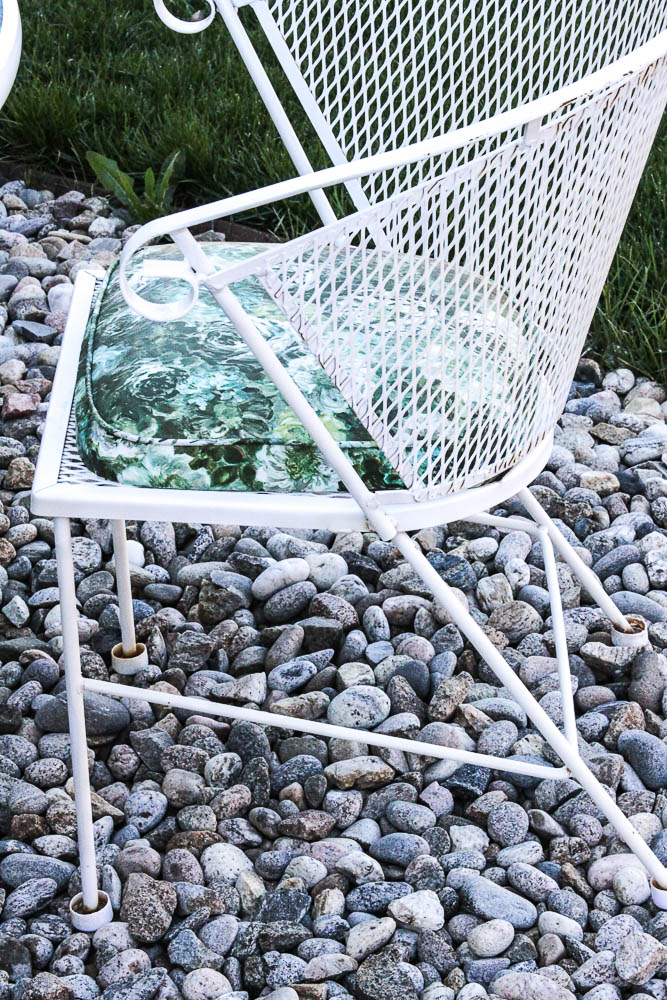 White Metal Patio Dining Set and Plant Stands