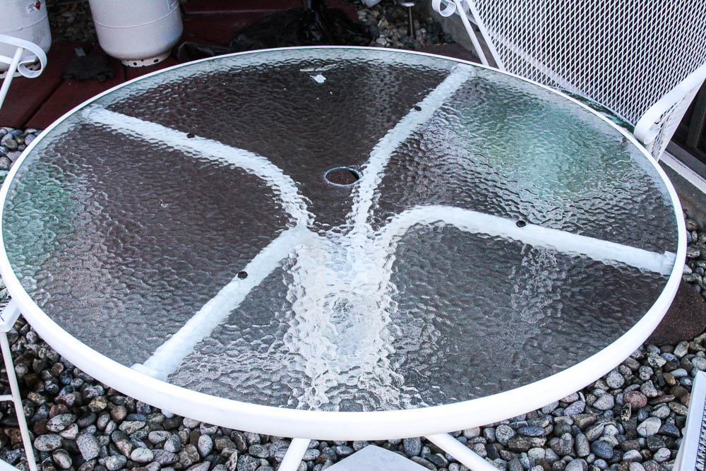 White Metal Patio Dining Set and Plant Stands