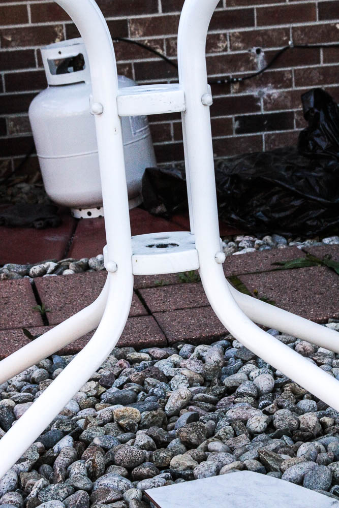 White Metal Patio Dining Set and Plant Stands