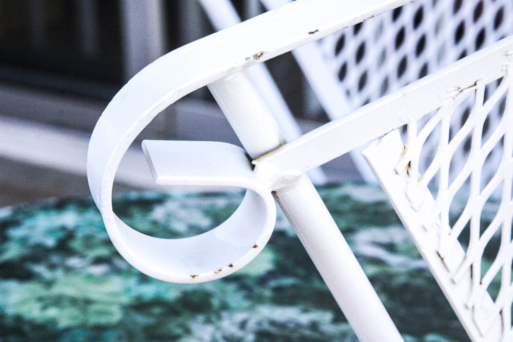 White Metal Patio Dining Set and Plant Stands