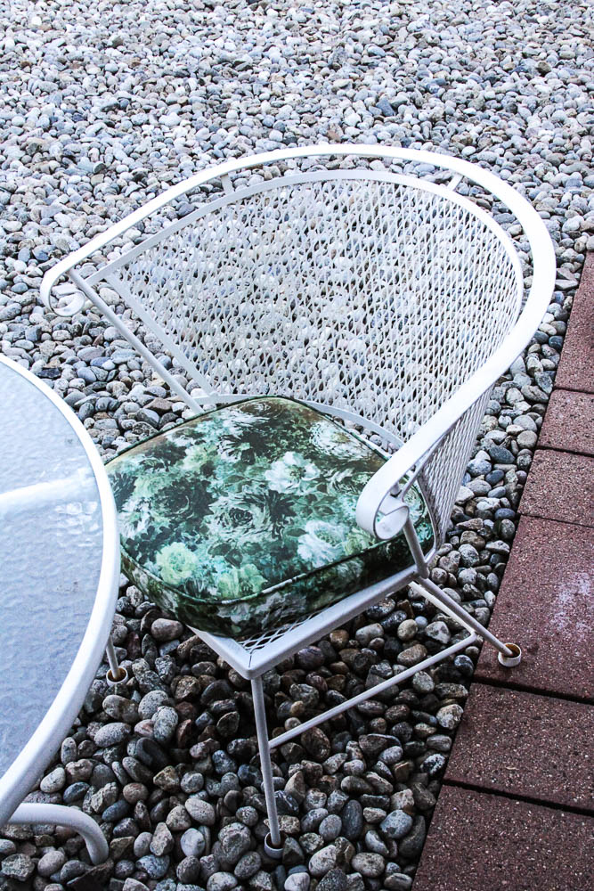 White Metal Patio Dining Set and Plant Stands