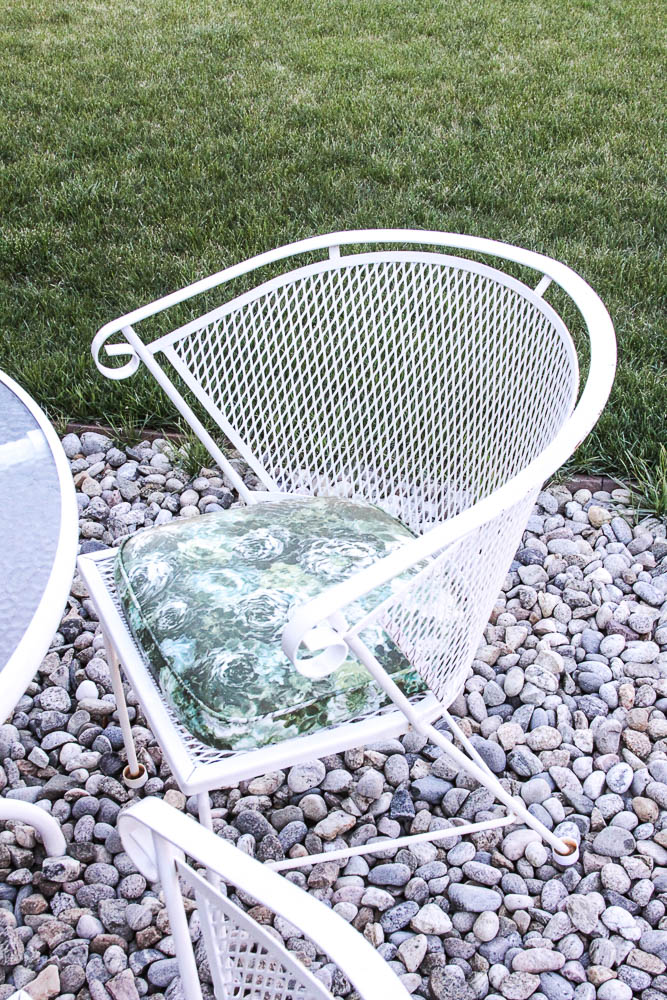 White Metal Patio Dining Set and Plant Stands