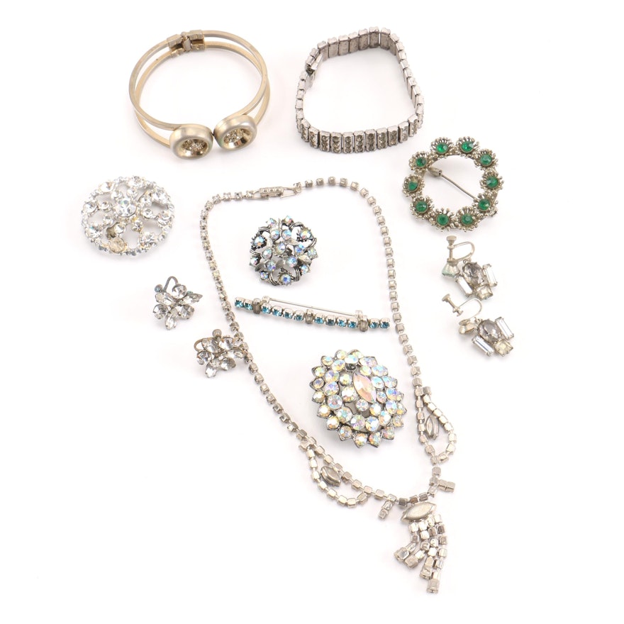 Assorted Vintage Rhinestone Jewelry