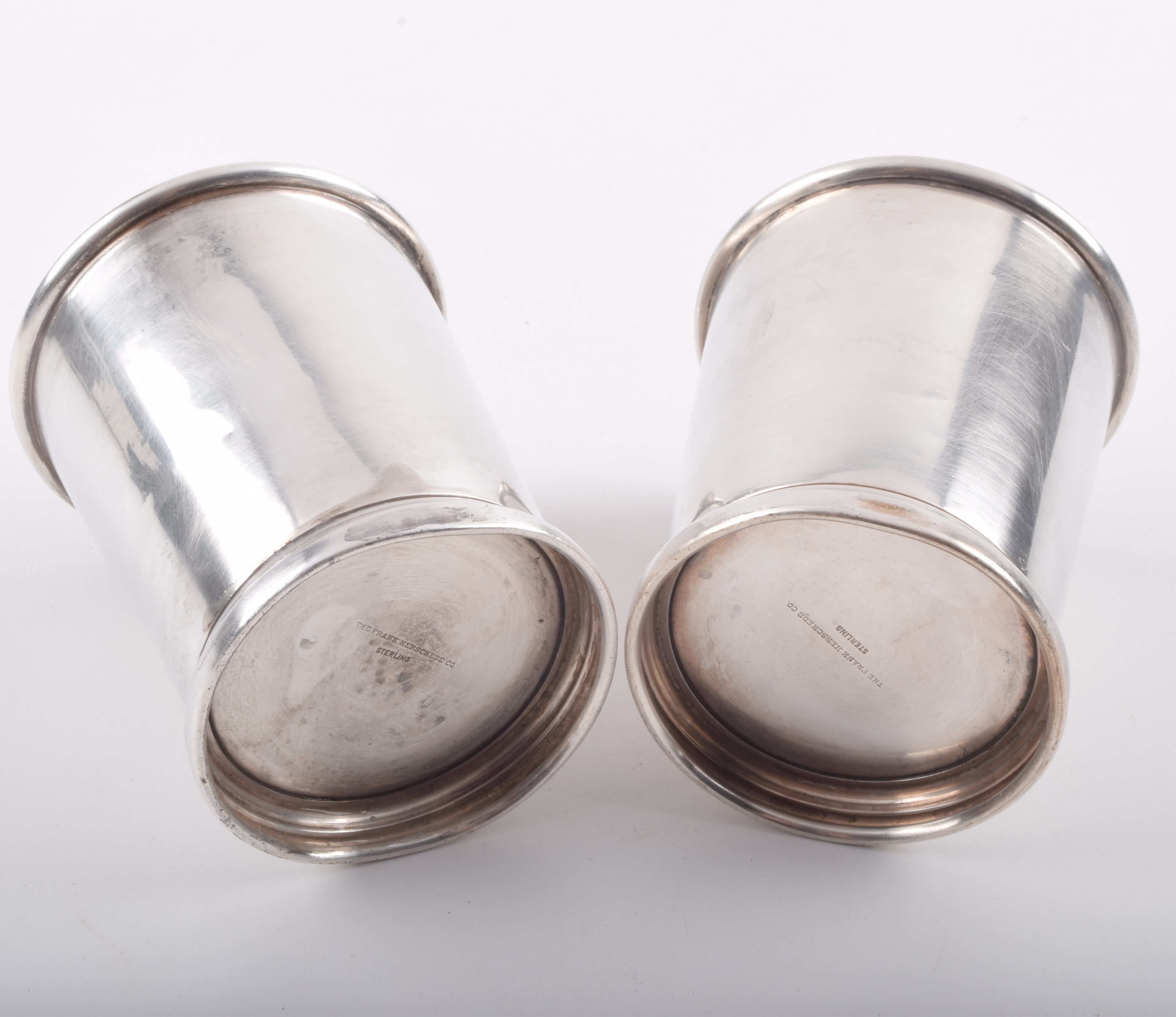 Pair of Vintage Frank Herschede Sterling Silver Mint Julep Cups