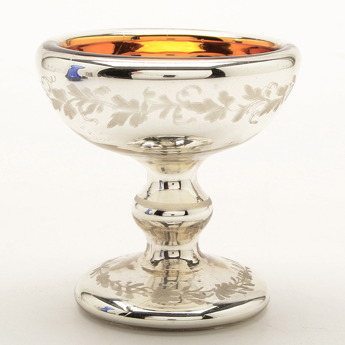 Mercury Glass Master Salt and Cobalt Blue Glass Hyacinth Vase