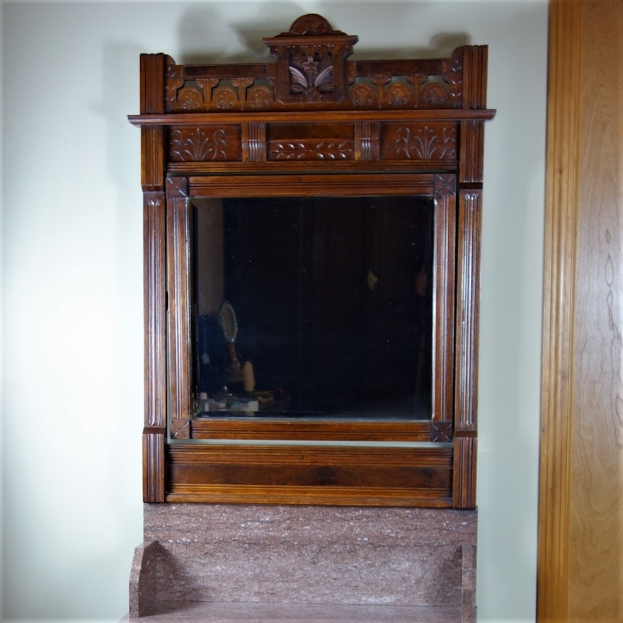 Victorian Eastlake Marble Top Dresser with Swing Mirror