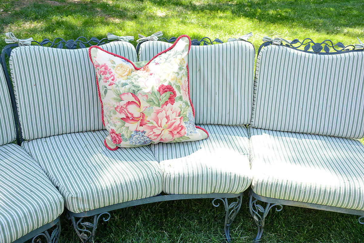Woodard "Chantilly Rose" Patio Furniture with Brunschwig and Flis Cushions