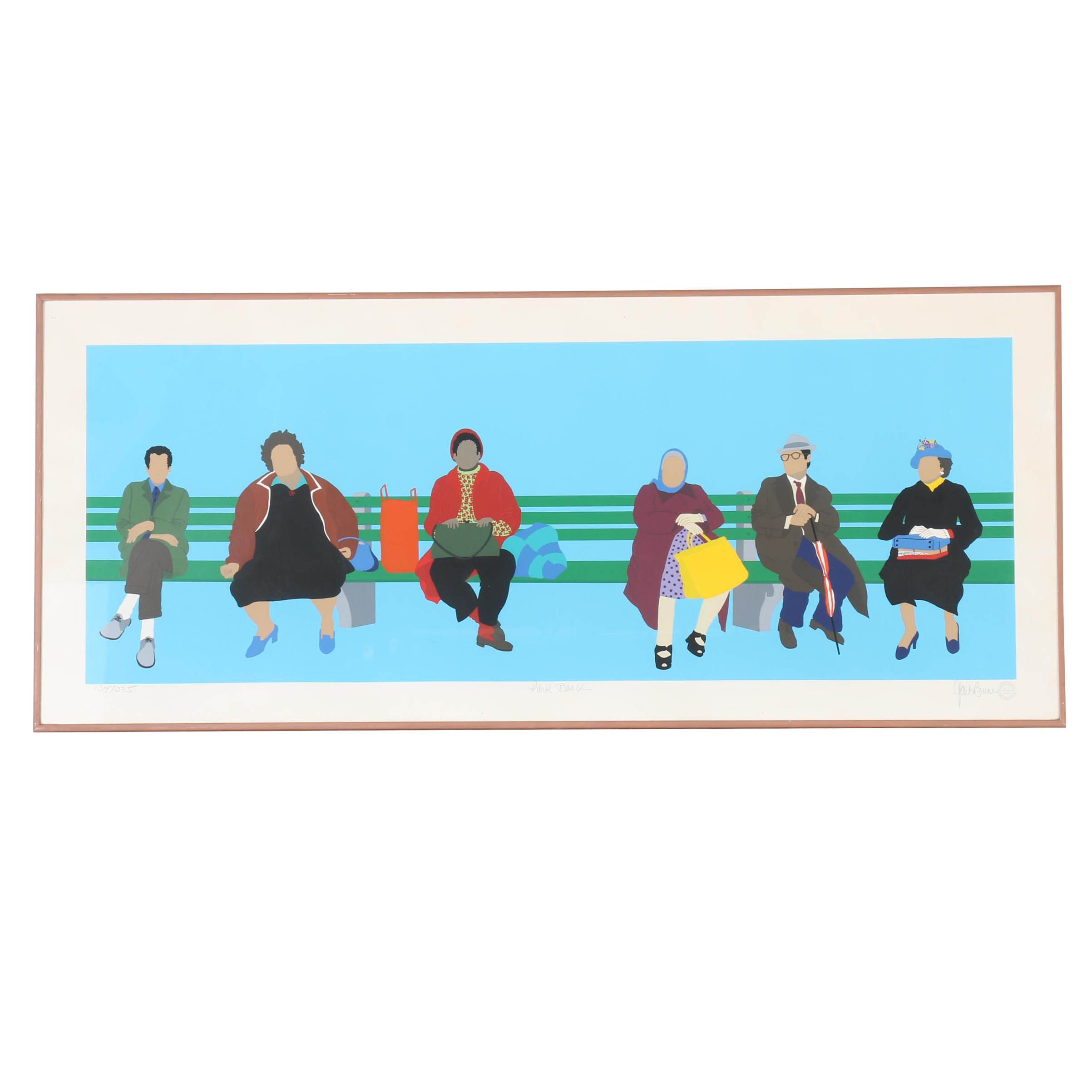 Gail Bruce Limited Edition Serigraph on Paper "Park Bench"