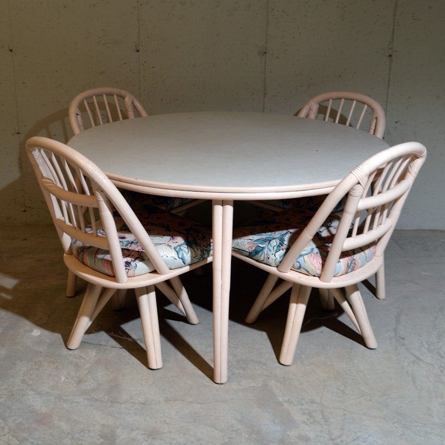 Vintage Table and Four Bentwood Swivel Chairs