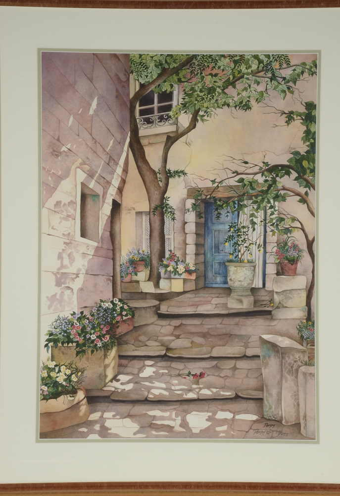 Pomm Signed Limited Edition Offset Lithograph "Courtyard Romance"