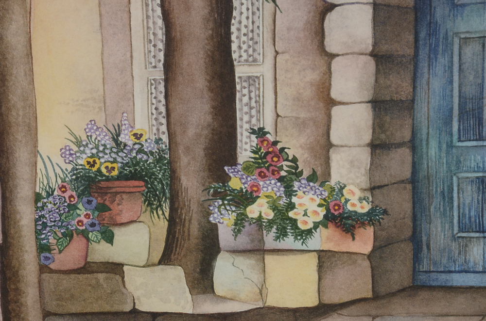 Pomm Signed Limited Edition Offset Lithograph "Courtyard Romance"