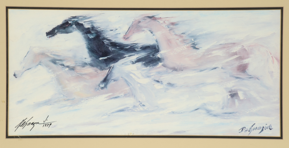 Ettore DeGrazia Signed Vintage Offset Lithograph "Free as Wind"