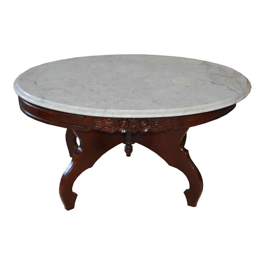 Victorian Style Marble Top Coffee Table