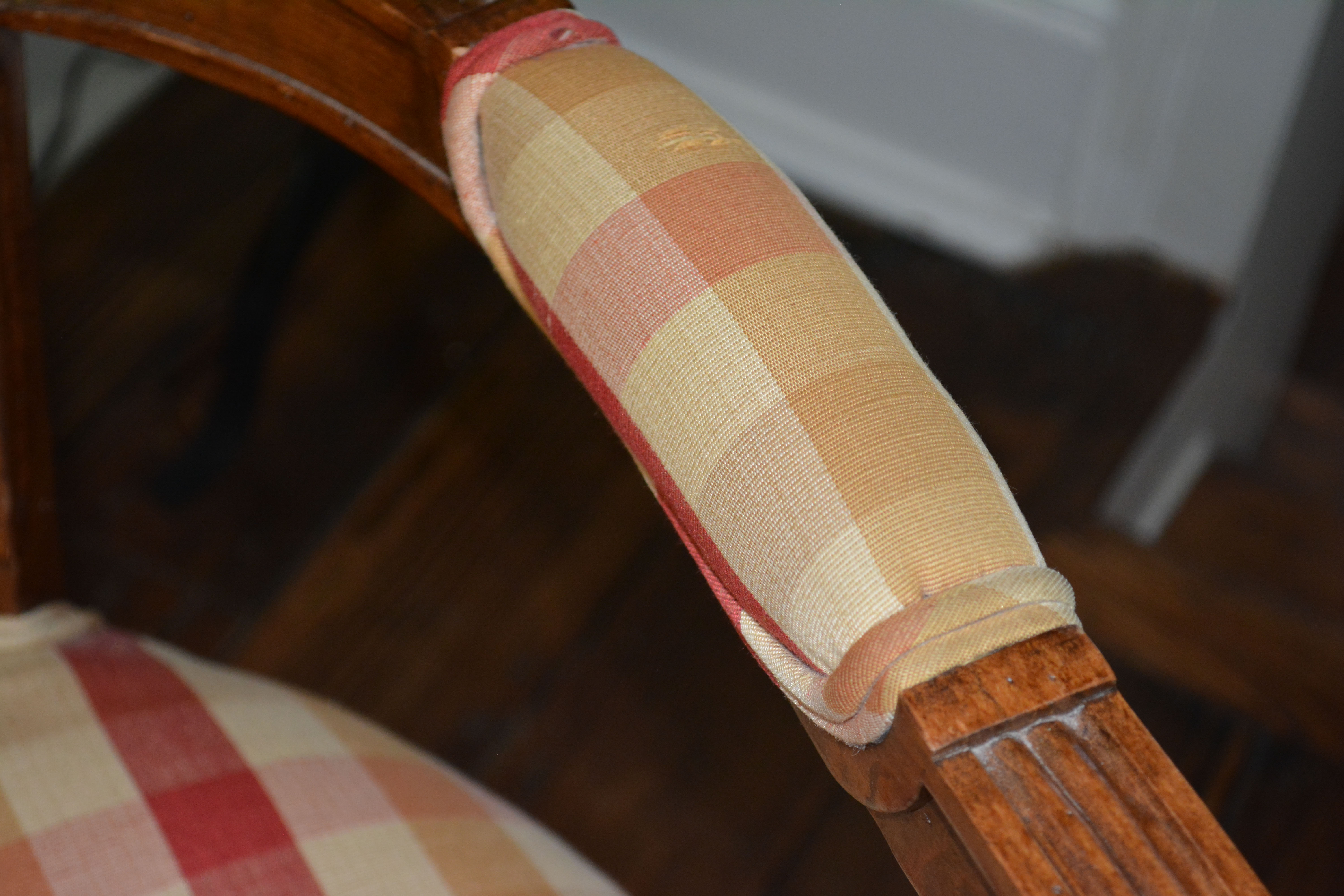 Louis XVI Style Caned and Upholstered Fauteuil