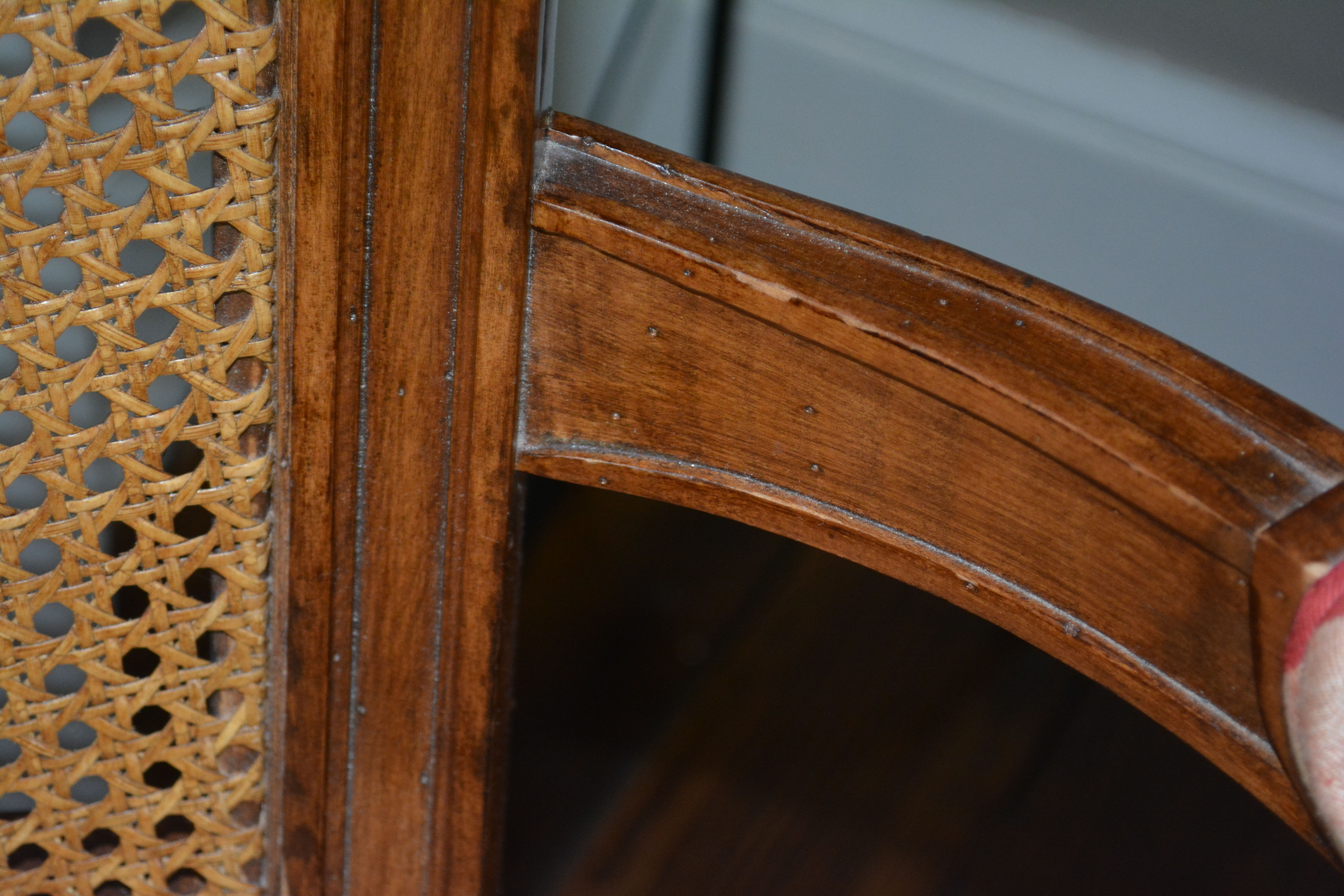 Louis XVI Style Caned and Upholstered Fauteuil