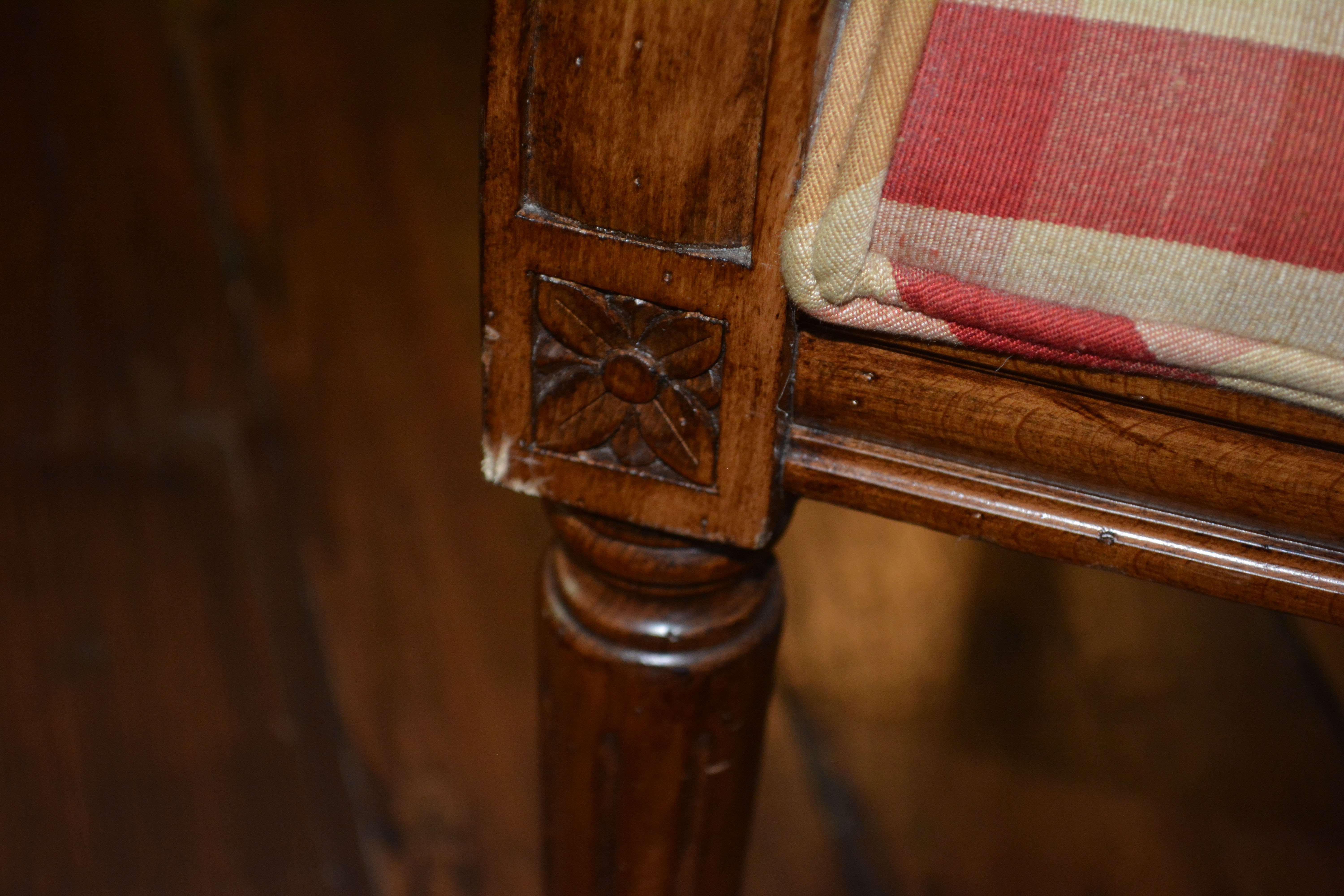 Louis XVI Style Caned and Upholstered Fauteuil