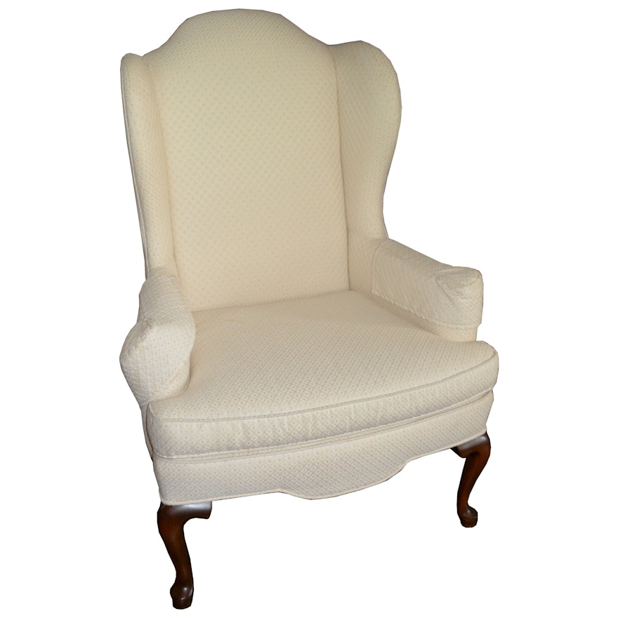 Contemporary Upholstered Wingback Chair by Ethan Allen