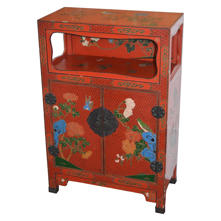 Vintage Chinese Carved and Painted Cabinet