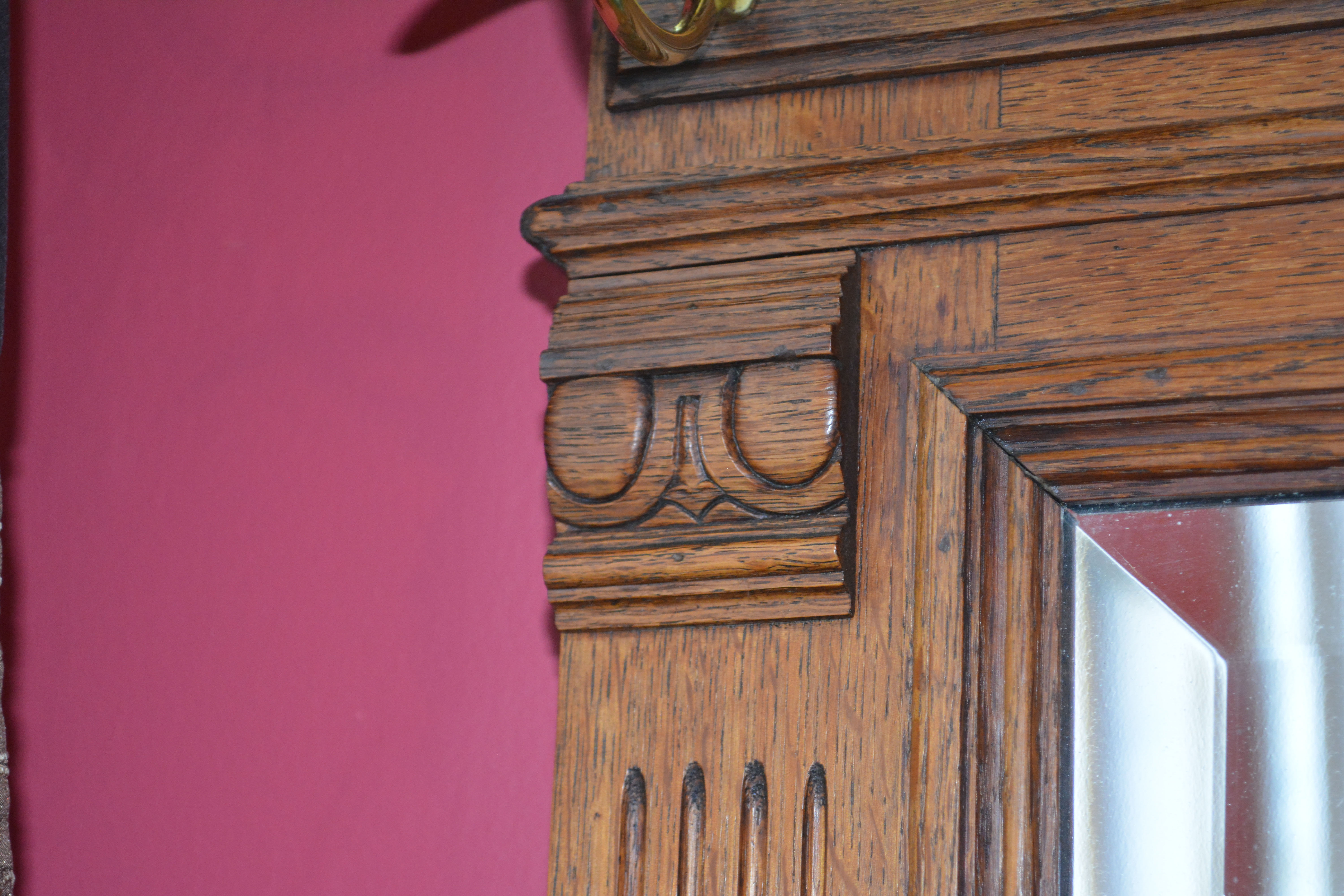 Circa 1900 Oak Mirrored Hall Tree