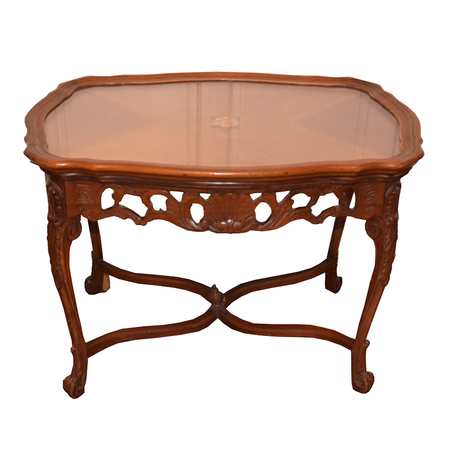 Vintage Marquetry Top Cocktail Table by Vanleigh Furniture