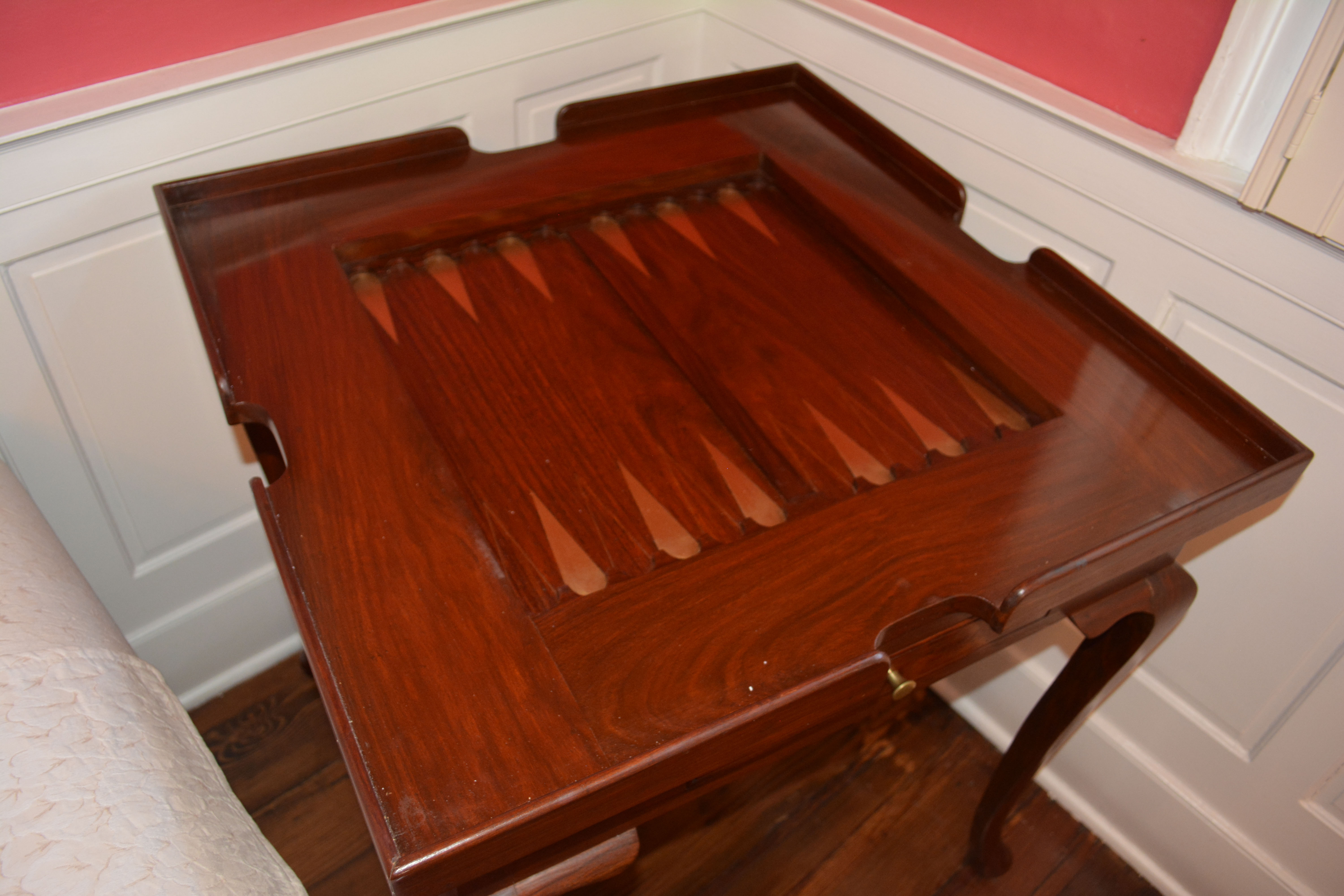 Inlaid Games Table With Game Pieces