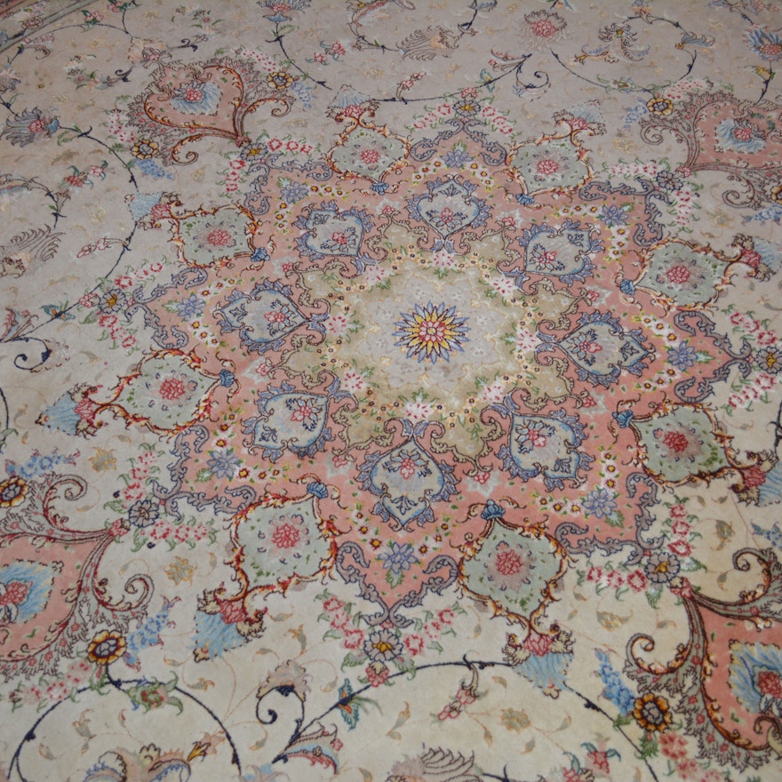Finely Hand-Knotted Persian Circular Area Rug