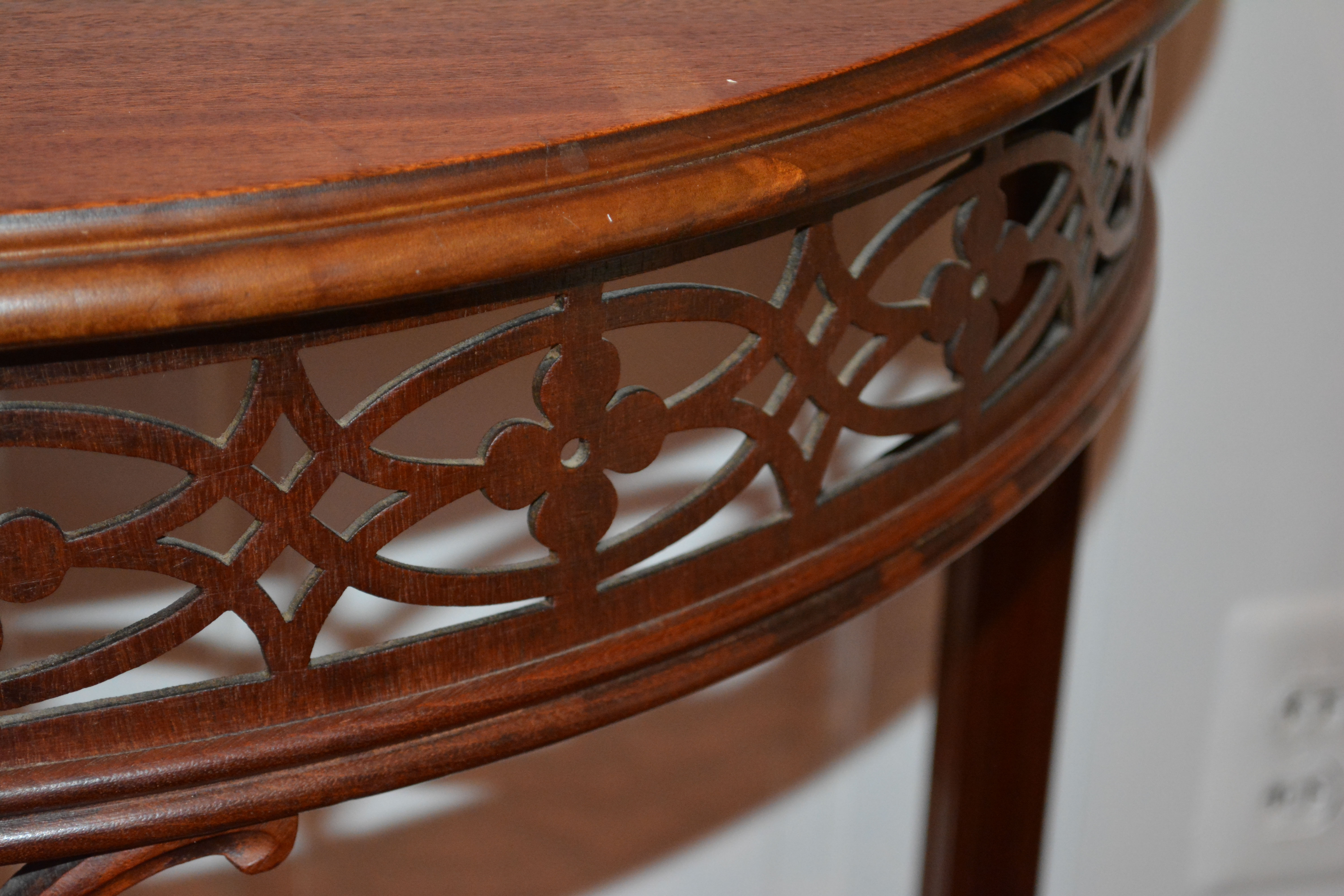 Chinese Chippendale Style Demilune Console Table