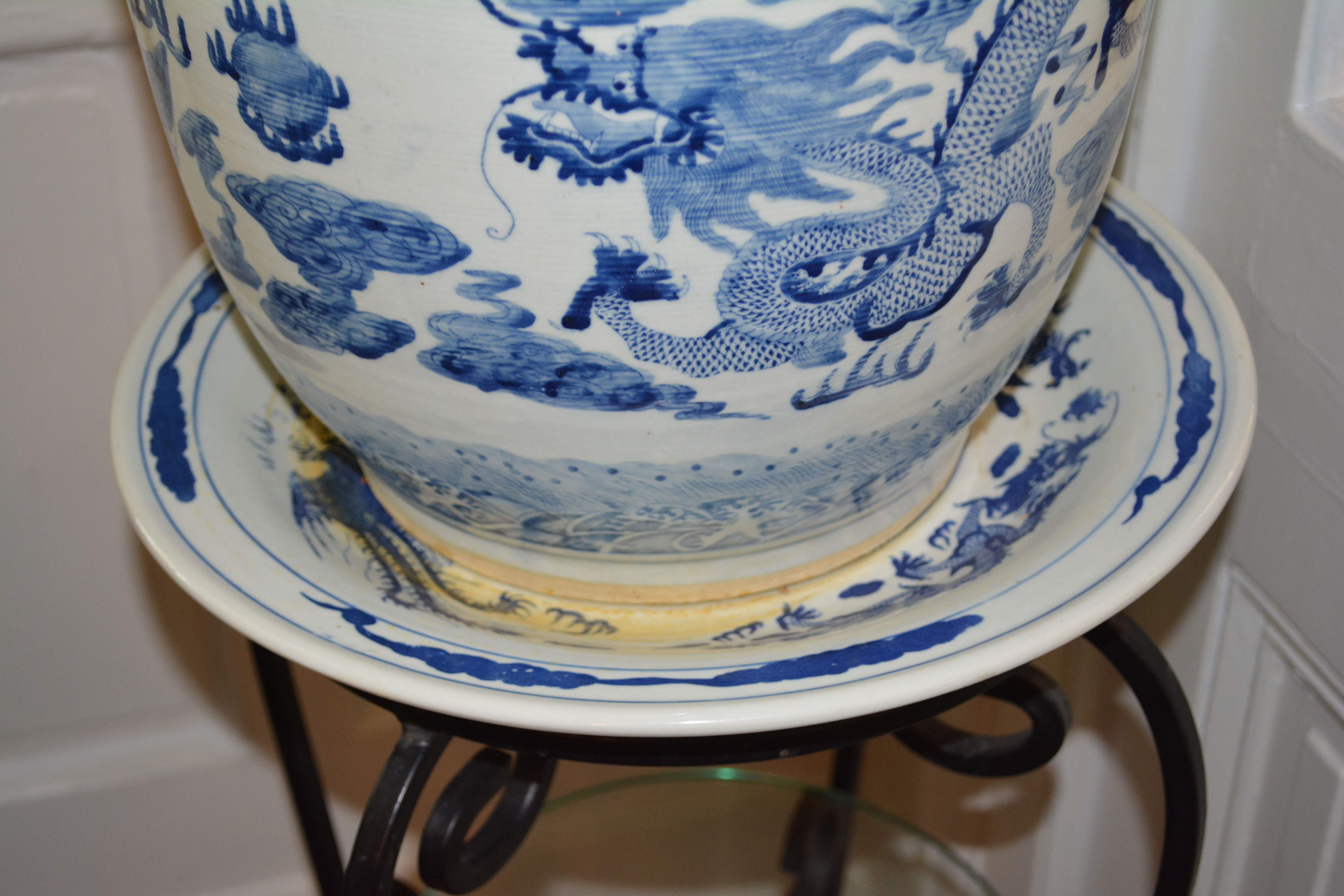 Asian Inspired Ceramic Planter With Stand