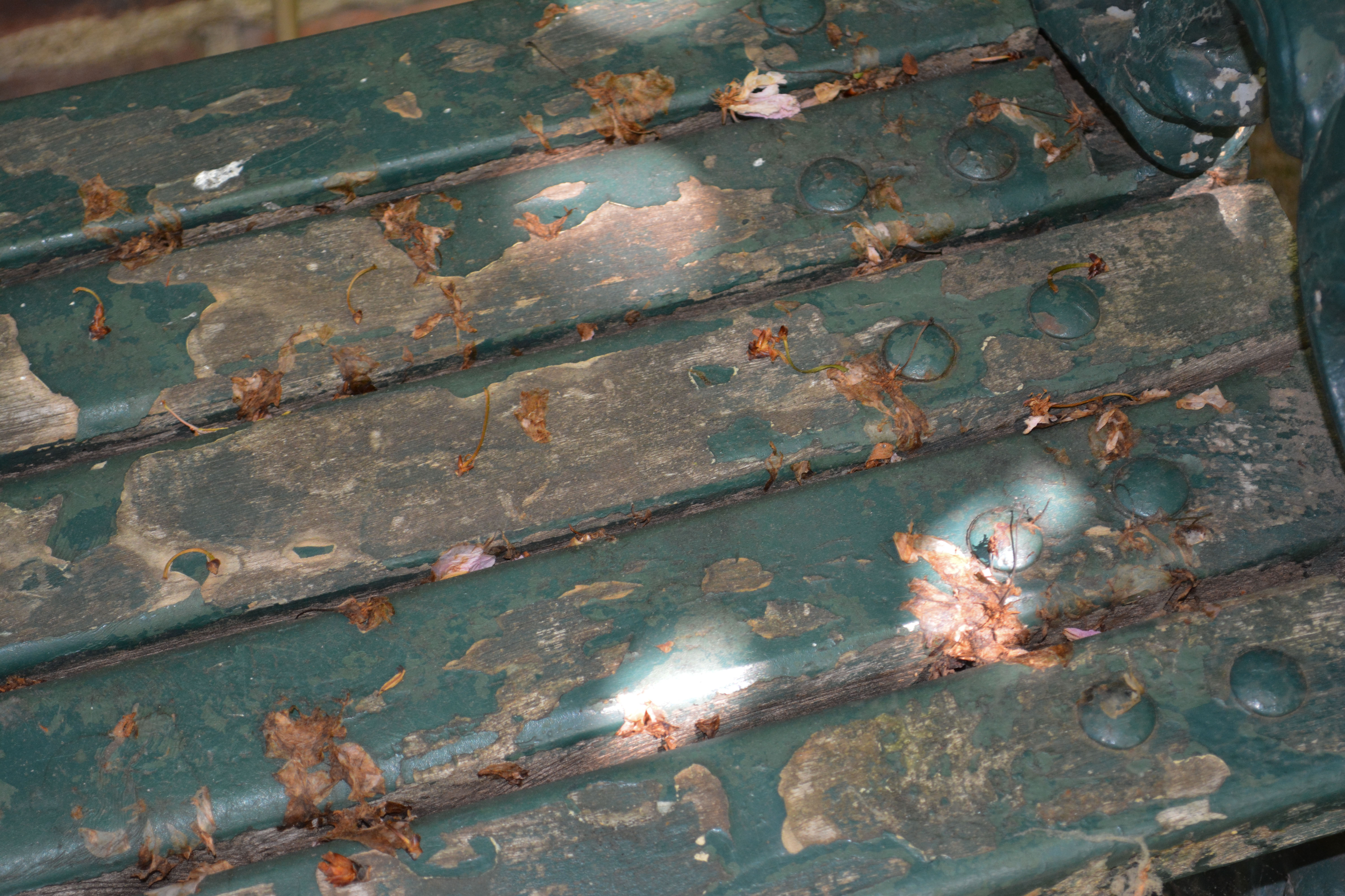 Vintage Cast Iron Garden Bench in Green Paint