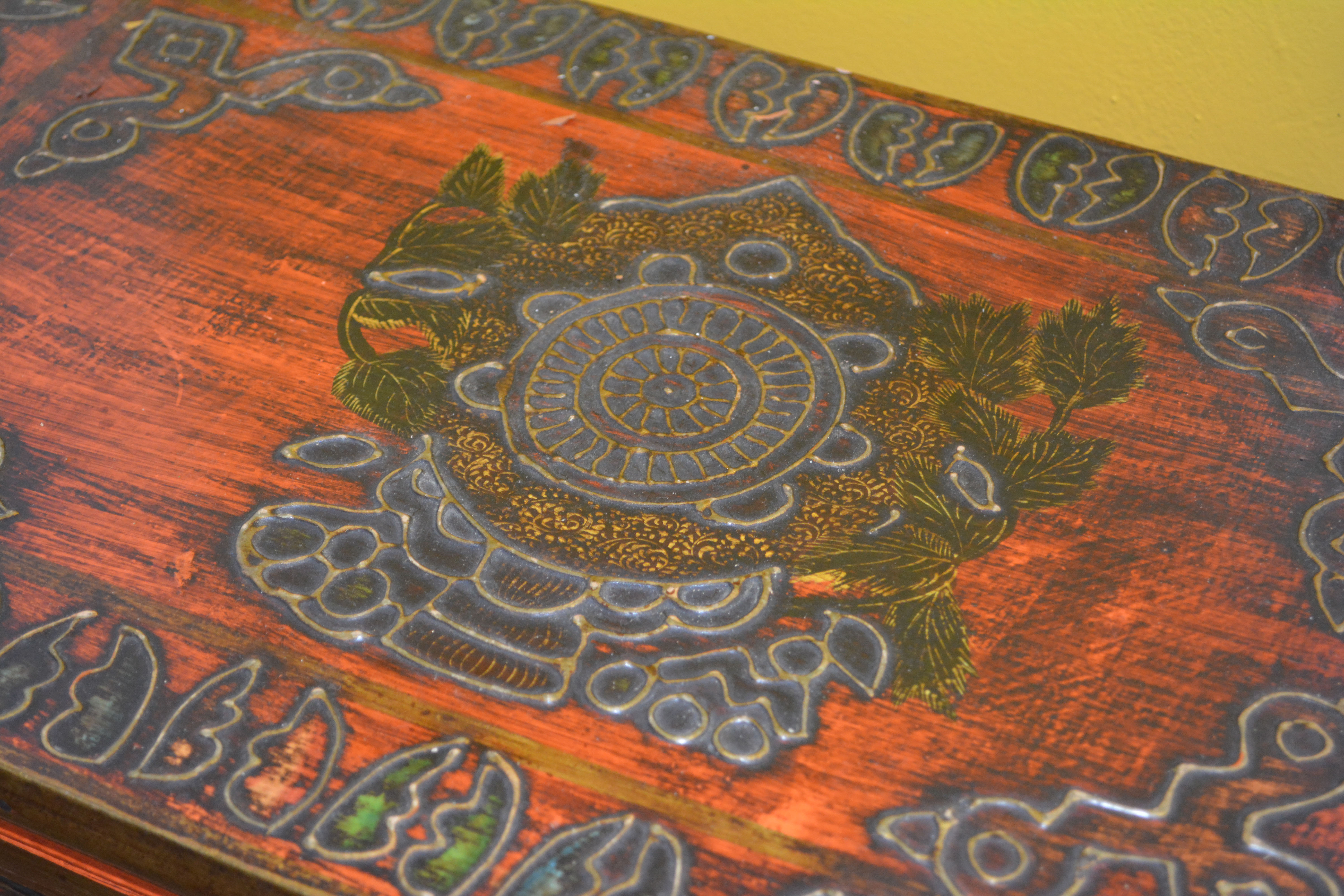 Vintage Indian-Inspired Painted Cabinet