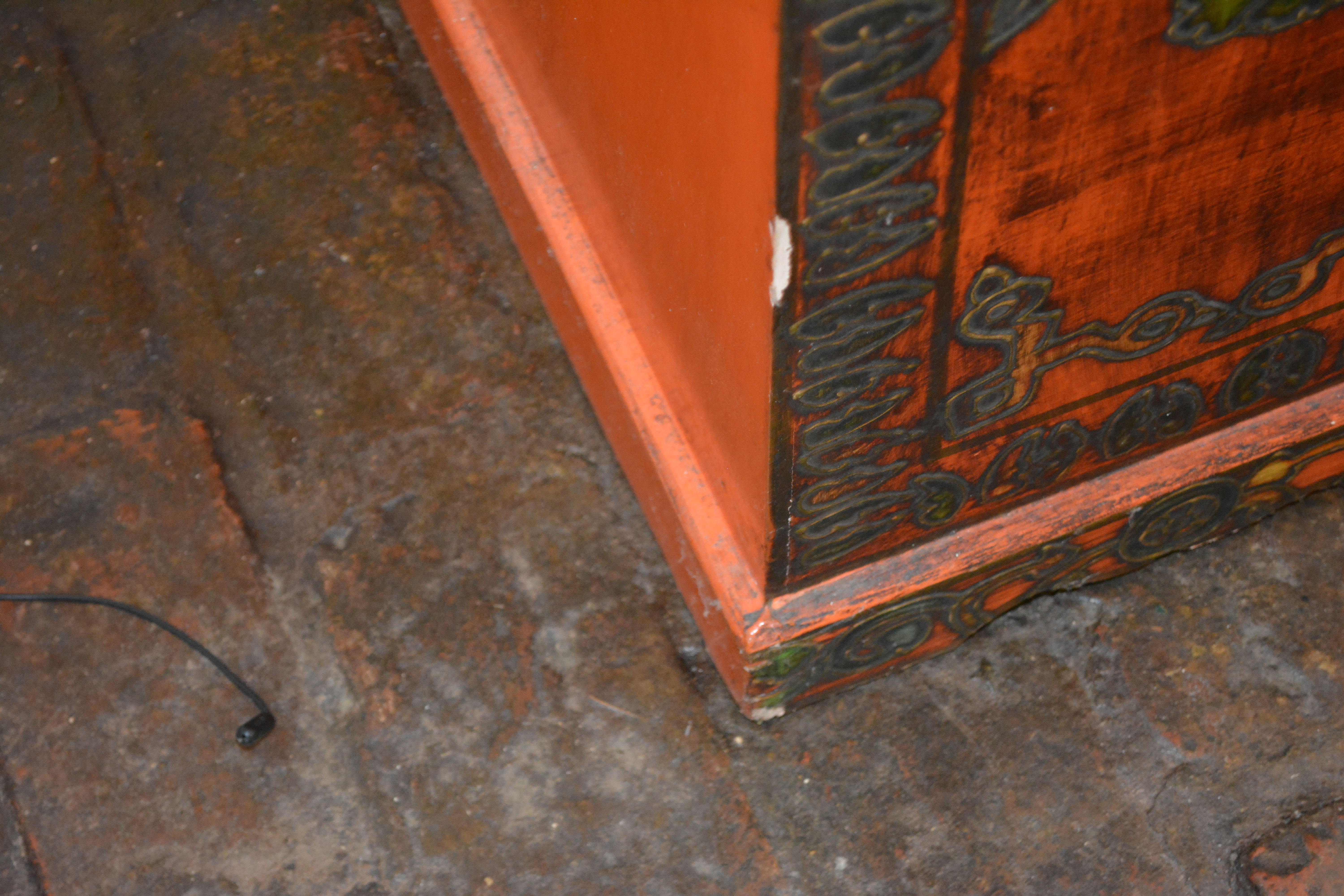 Vintage Indian-Inspired Painted Cabinet