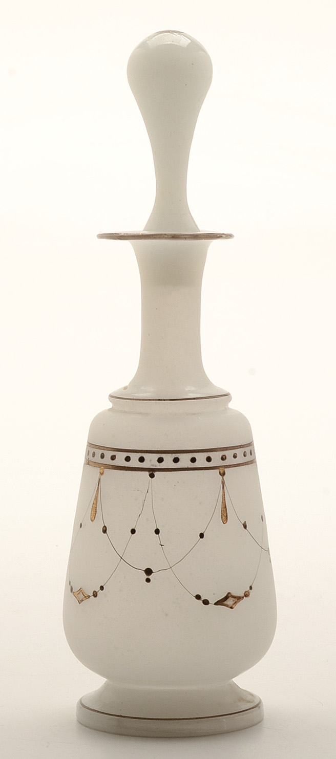 Pair of Antique Bristol Glass Barber Decanters with Stoppers