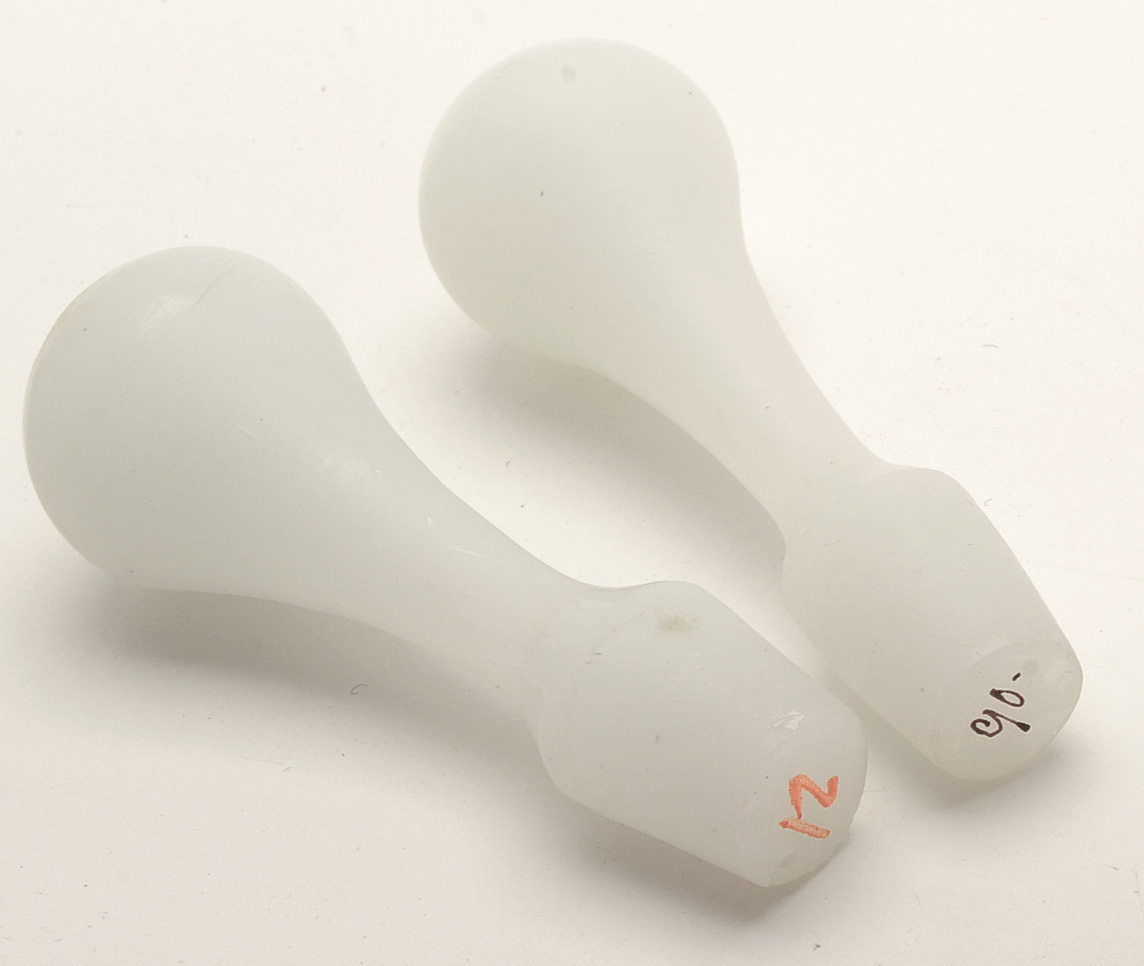 Pair of Antique Bristol Glass Barber Decanters with Stoppers