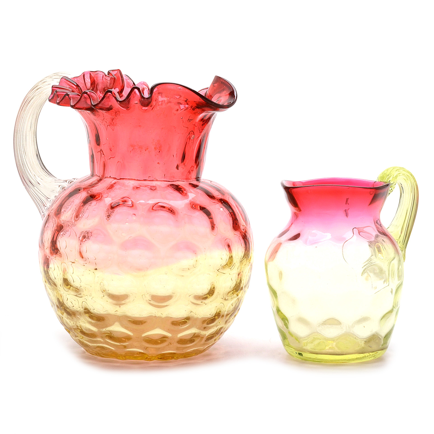 Pair of Antique Amberina Pitchers
